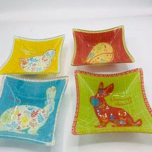 4  Easter Glass Square Dessert Plates